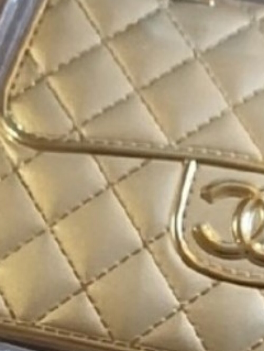 Gold Quilted Mini Bag Keychain with Yellow Leather Accent Purse 👜 Charm